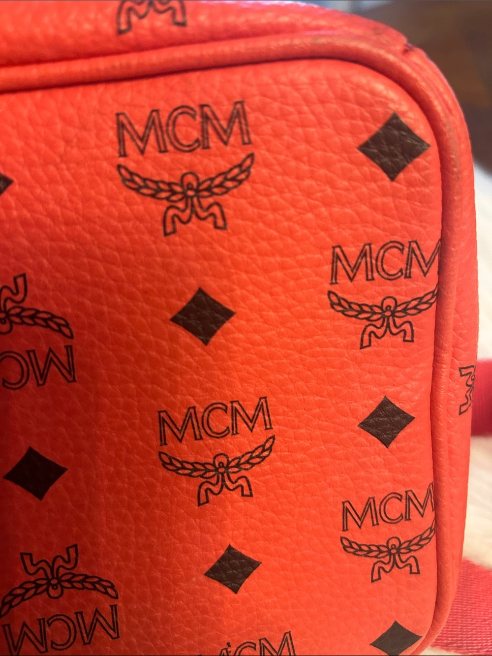 MCM Red Logo Backpack with Gold Hardware - Picture 8 of 10